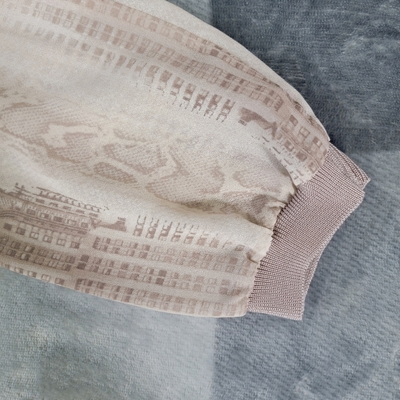 Elie Tahari For Design Nation Snakeskin Chrysler Building Chiffon Blouse Large - Picture 6 of 11